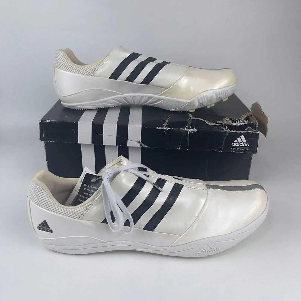 Adidas LJ Track and Field Shoes Men's 14.5 Beige White Zip Up 915399 with Spikes